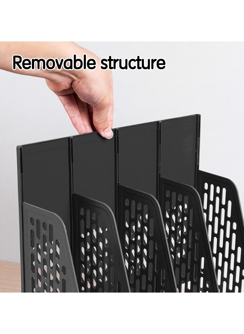 Deli Deli E9844 Magazine Holder, 4 Compartments, Black, High Quality PP Material, Removable Structure, Index Sticker for Organization, - Image 4