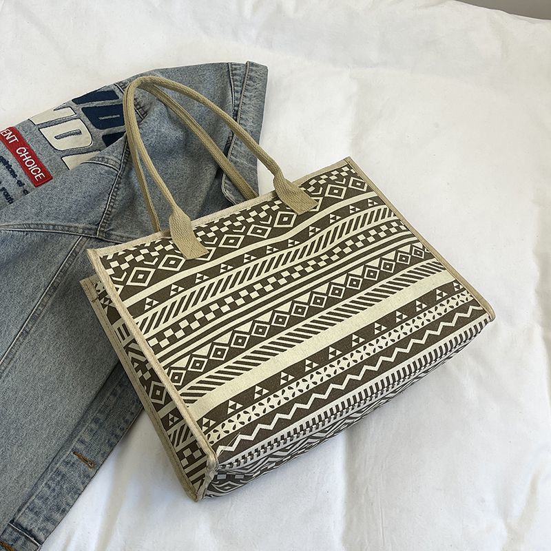 Large Capacity Shoulder Bag Women'S Commuter Canvas Satchel Shopping Bag Travel Commuter Bag - Image 3