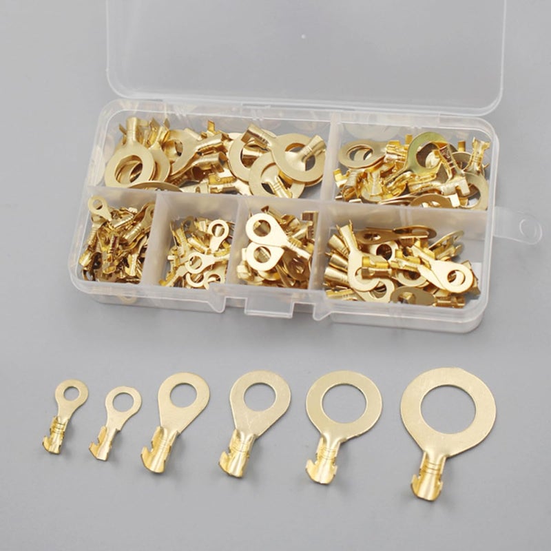 Alasum 150pcs Open Copper Ring Terminal Wire Lug Connector Kit, Gold Plated Copper Wire Terminals with M3/m4/m5/m6/m8/m10 Sizes for Electrical Wiring and Automotive Use - Image 5