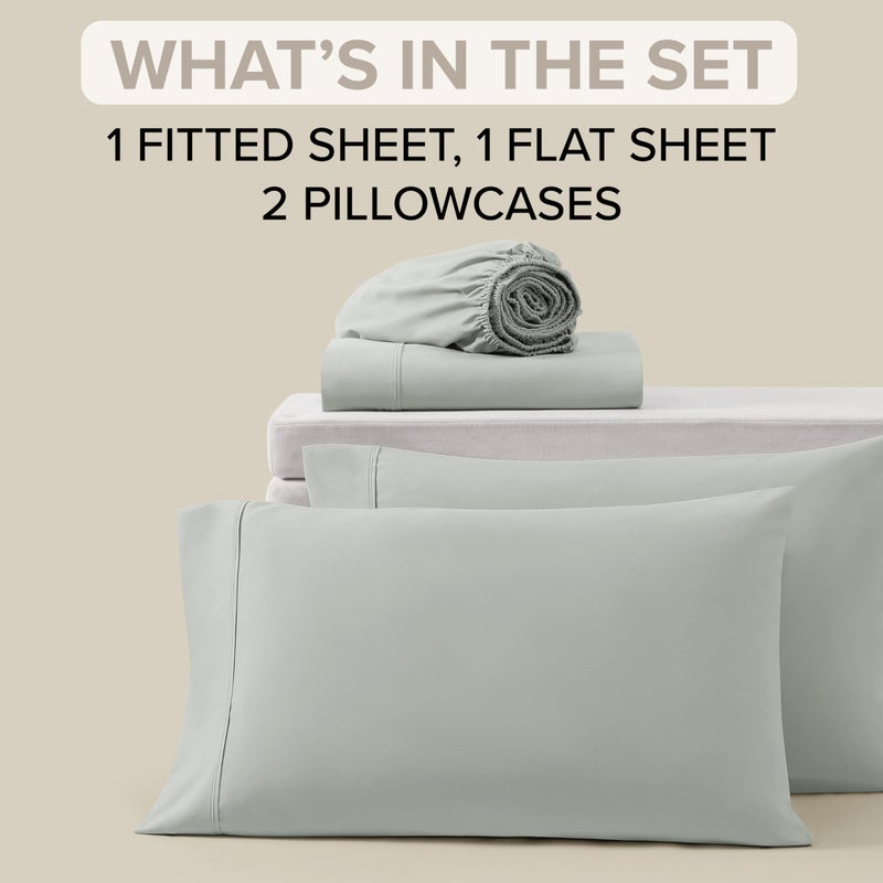 UGG Hedi Queen Sheet Set 4-Piece Luxury Cooling Sheets Deep Pockets Premium Bedding with 2 Pillow Shams Hypoallergenic Machine Washable Soft Lightweight Bed Set for Bedroom, Queen, Mineral Green - Image 3