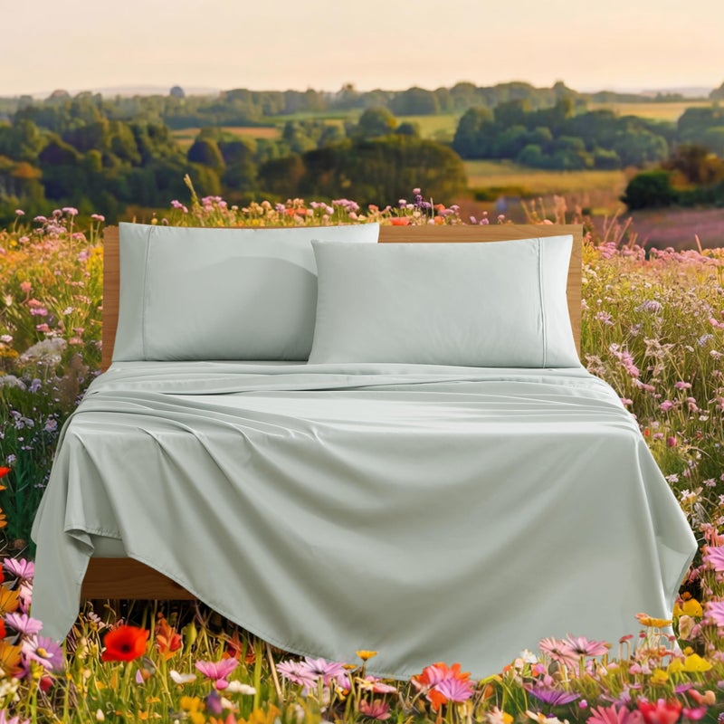 UGG Hedi Queen Sheet Set 4-Piece Luxury Cooling Sheets Deep Pockets Premium Bedding with 2 Pillow Shams Hypoallergenic Machine Washable Soft Lightweight Bed Set for Bedroom, Queen, Mineral Green - Image 2