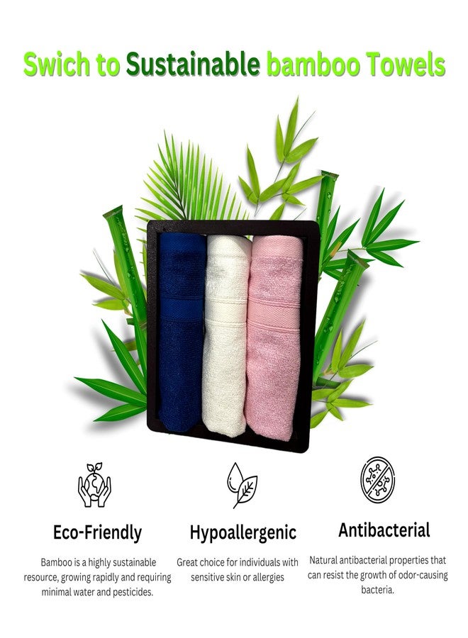 FUTURE'S ROOTS 100% Bamboo Face Towel for Women/Men/Newborn | 600 GSM Ultra-Soft, Anti-Odor & Hypoallergenic Towel for Sensitive Skin | Towel/Napkin/Hanky for Facewash/Gym | Pack of-3(Blue,White,Pink) - Image 2