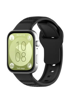 Generic Compatible with Huawei Watch Fit 3 Bands for Women/Men Silicone Strap Soft Waterproof Replacement Wristband for Huawei Watch Fit 3 (Black)  - Image 2