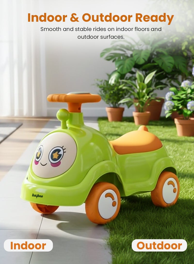 BAYBEE Baby Ride on Car for Kids, Toddler Ride on Baby Car with Music, and Storage Space | Kids Push Car for Baby | Children Push Ride on Car for Kids Toddlers 1 to 3 Years Boy Girl Green - Image 5