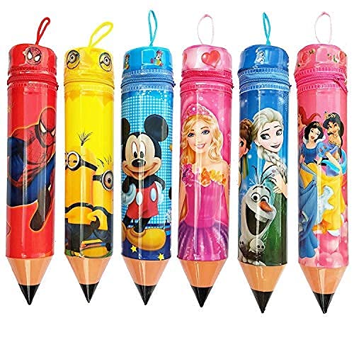SILLYME Return Gift for Kids Birthday Party - Pencil Shaped Stationery Case Pouch (Mixed Design - 5pc) - Image 1