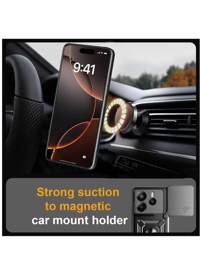 Phone Cover for Xiaomi Redmi Note 14 4G (not for 5G) with Slide Camera Cover Drop Protective Phone Case with Magnetic Car Mount Holder - Image 2