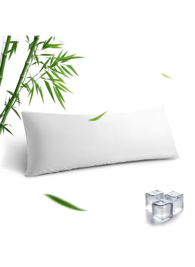 Parkdeny Body Pillowcase, Cooling Viscose from Bamboo Pillow Cover with Zipper Closure, Soft Moisture-Wicking for Hot Sleepers, Hair and Skin-Friendly, White, 1 Pack - Image 1