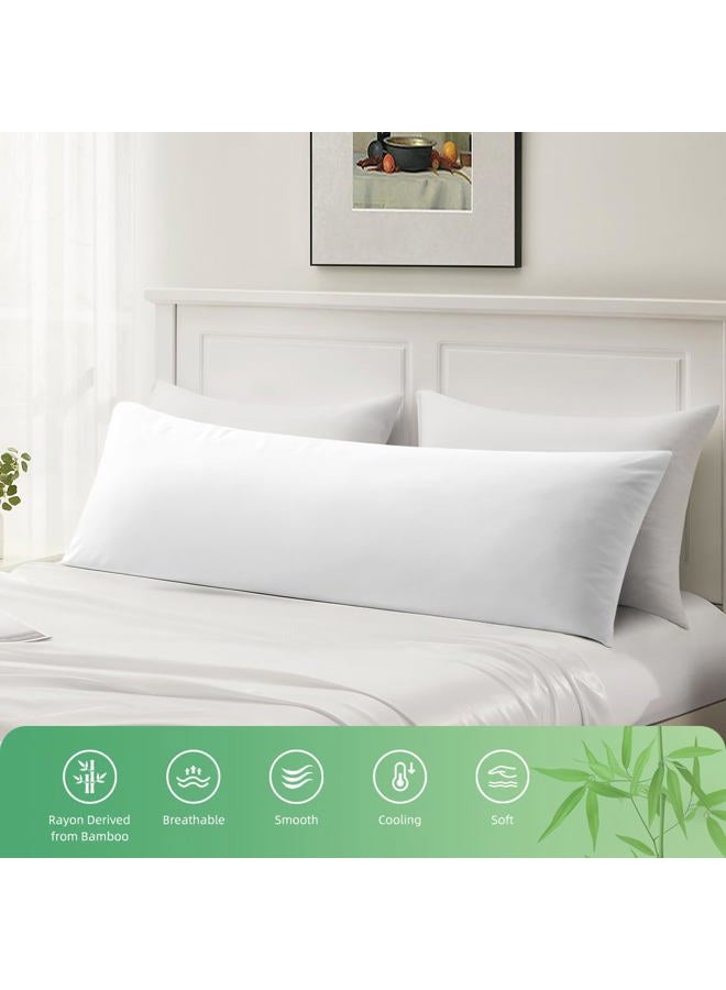 Parkdeny Body Pillowcase, Cooling Viscose from Bamboo Pillow Cover with Zipper Closure, Soft Moisture-Wicking for Hot Sleepers, Hair and Skin-Friendly, White, 1 Pack - Image 5