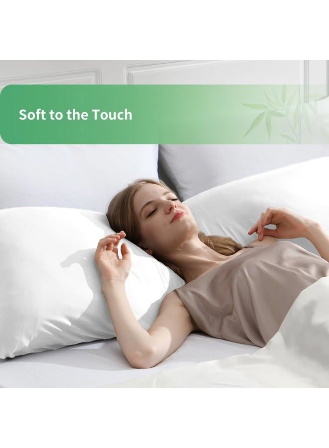 Parkdeny Body Pillowcase, Cooling Viscose from Bamboo Pillow Cover with Zipper Closure, Soft Moisture-Wicking for Hot Sleepers, Hair and Skin-Friendly, White, 1 Pack - Image 3