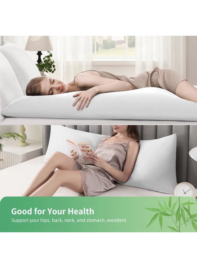 Parkdeny Body Pillowcase, Cooling Viscose from Bamboo Pillow Cover with Zipper Closure, Soft Moisture-Wicking for Hot Sleepers, Hair and Skin-Friendly, White, 1 Pack - Image 2