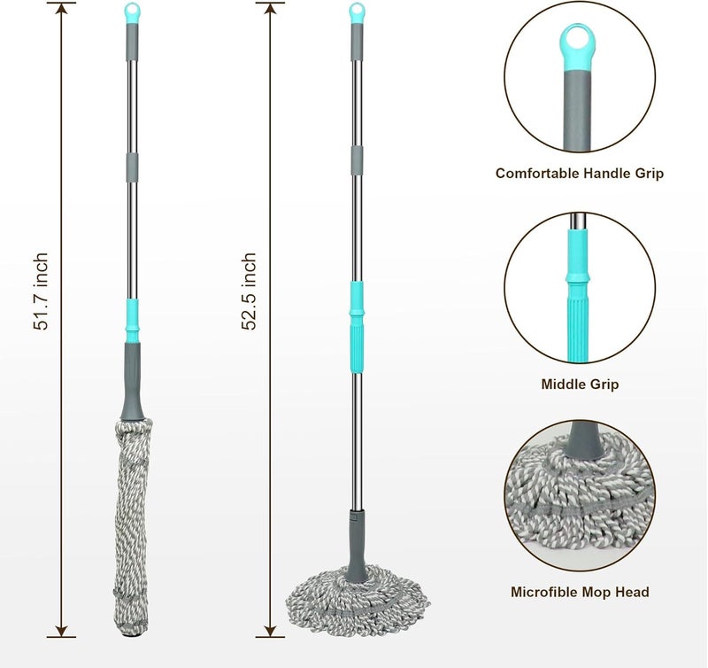 Suicune SelfWringing Twist Mops for Floor Cleaning Microfiber Floor mop with Long Handle Easy Wringing Mop for Hardwood Commercial Household Clean - Image 4