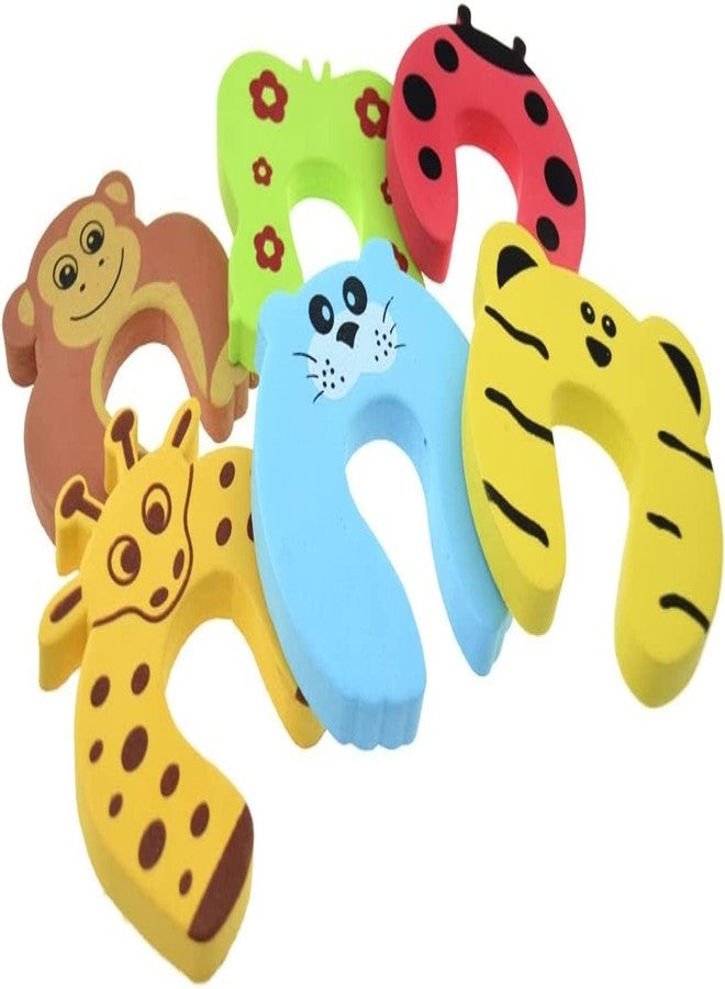 DORMICO Finger Pinch Baby Child Kid Pet Guard Protector Cartoon Animal Design Unbreakable Foam Door Slamming Stopper Prevents Getting Locked in Room Baby Proofing (Pack of 6) - Image 1