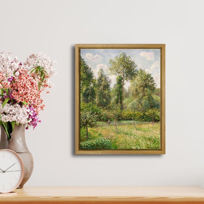 Pyradecor Vintage Wall Art Framed Home Decor Classical Artwork Poplars Éragny by Camille Pissarro Paintings Canvas Prints for Living Room Bedroom Farmhouse Decorations - Image 2