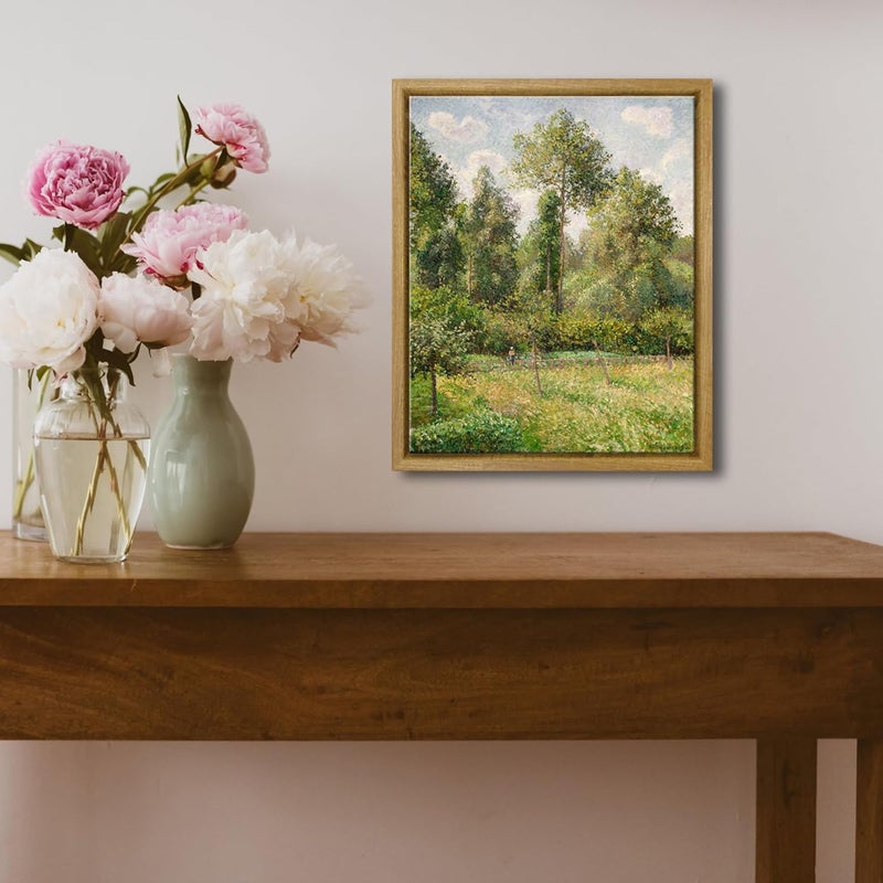 Pyradecor Vintage Wall Art Framed Home Decor Classical Artwork Poplars Éragny by Camille Pissarro Paintings Canvas Prints for Living Room Bedroom Farmhouse Decorations - Image 3