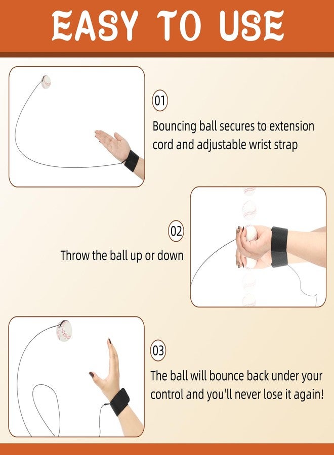 HEYTIMI 12 PCS Baseballs Wrist Return Ball on a String 1.85 Inch Rebound Bouncy Ball with Strap Sport Soccer Tennis Party Favors, Wrist Exercise Play Outdoor Fun Activity for Kids & Adults - Image 4