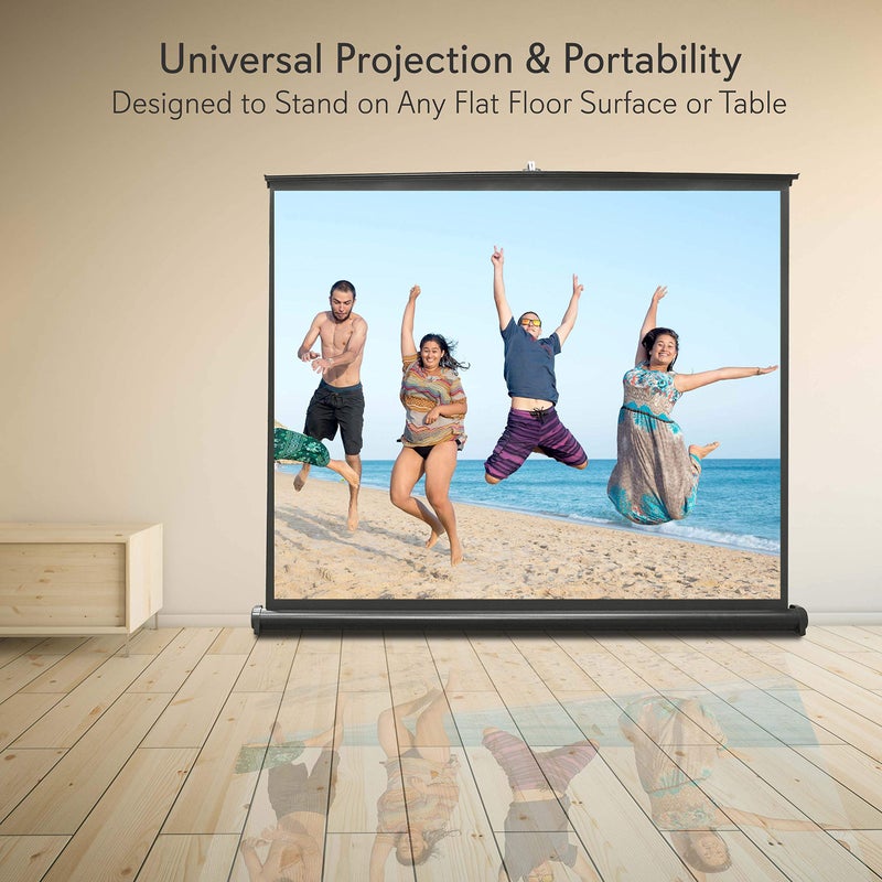 Pyle 50 Inches Projector Screen Portable Floor Standing Fold-Out Roll-Up Tripod Manual, Mobile Movie Screen, Home Theater Cinema Wedding Party Office Presentation, Quick Assembly - PRJTP53,White - Image 5