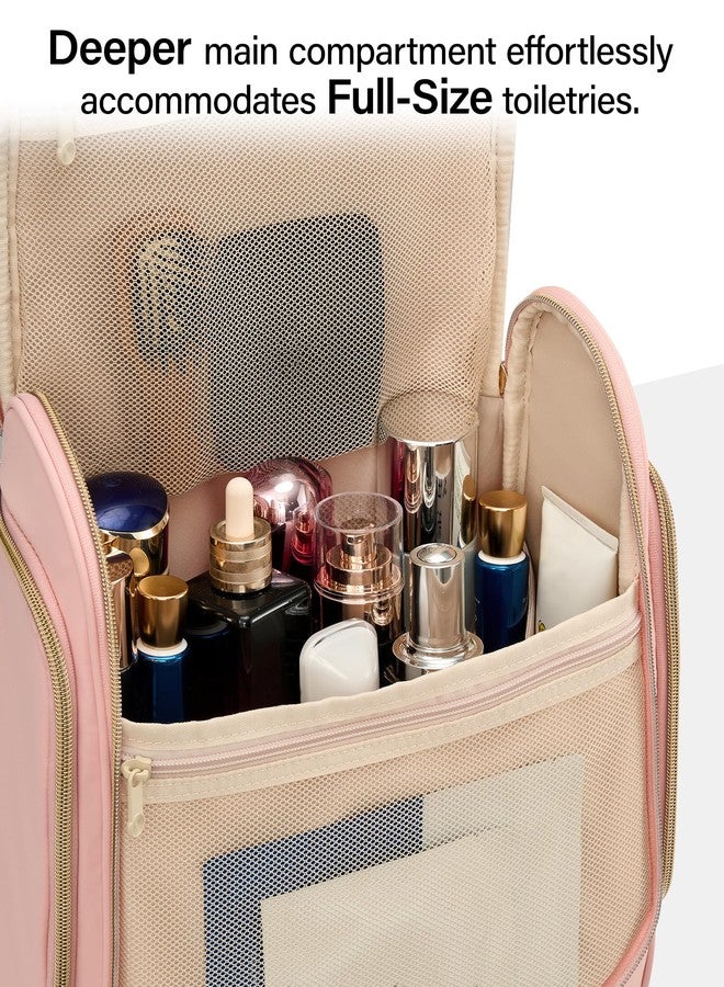 Hanke Hanging Travel Toiletry Bag for Men and Women, Water-Resistant Toiletries Bag Makeup Organizer with Hook, Cosmetic Bag for Bathroom & Travel Essentials Accessories, Pink - Image 4