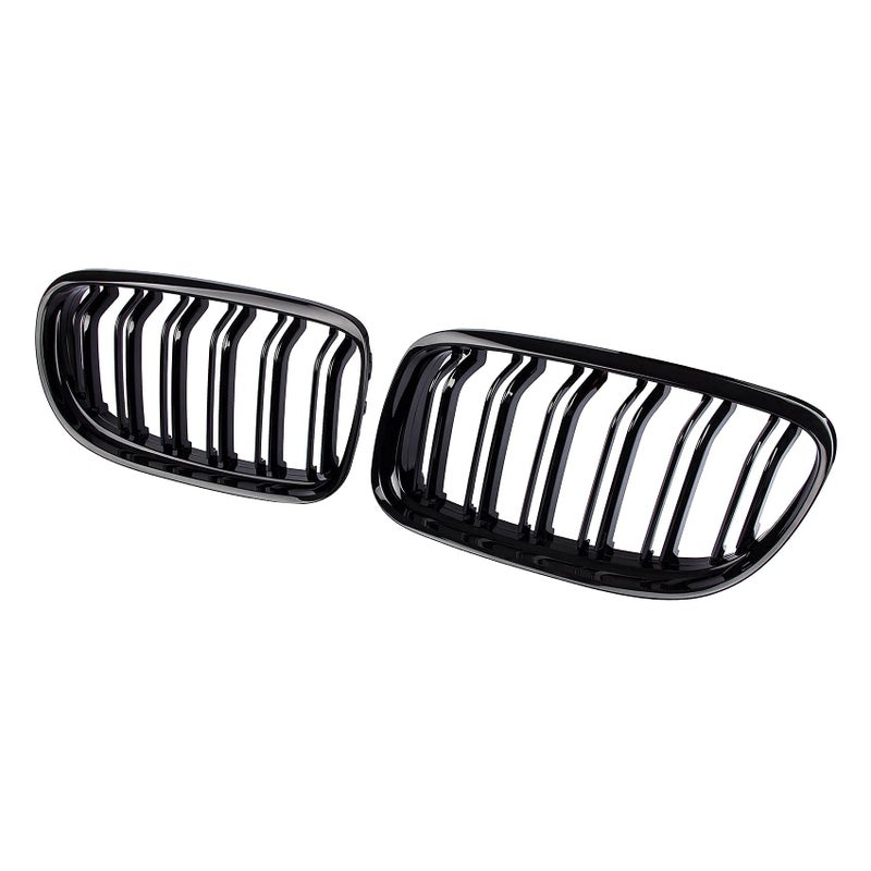 Front Bumper Kidney Grille Pair Gloss Black Grill Double Line Compatible with 20092011 BMW E90 328i 318i 320i 323i 325i 330i 335i