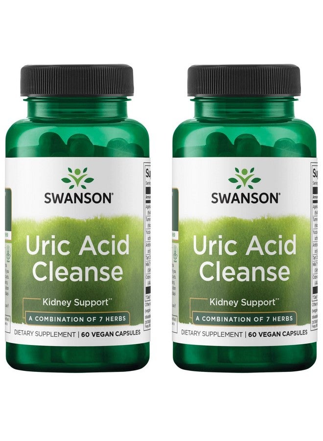SWANSON تنظيف حمض اليوريك من سوانسون - مكمل طبيعي يعزز دعم الكلى - يحتوي على مزيج قوي من 7 أعشاب - (60 كبسولة نباتية) (عبوتان) 