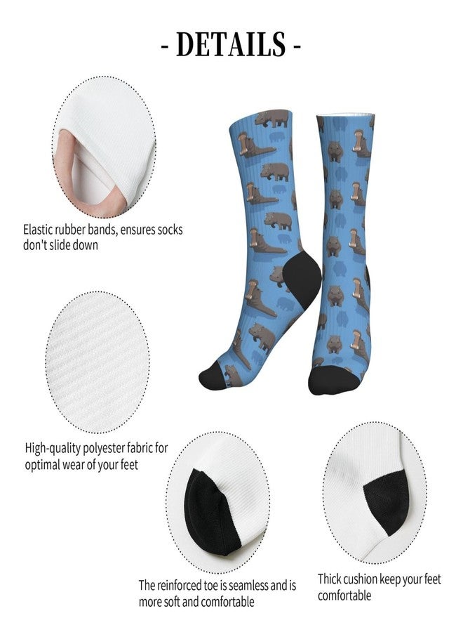 MOLIAN Cute Animals Hippopotamus Athletic Crew Socks For Women Men Novelty Sports Socks - Image 4