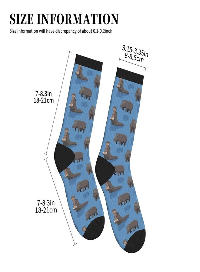 MOLIAN Cute Animals Hippopotamus Athletic Crew Socks For Women Men Novelty Sports Socks - Image 3