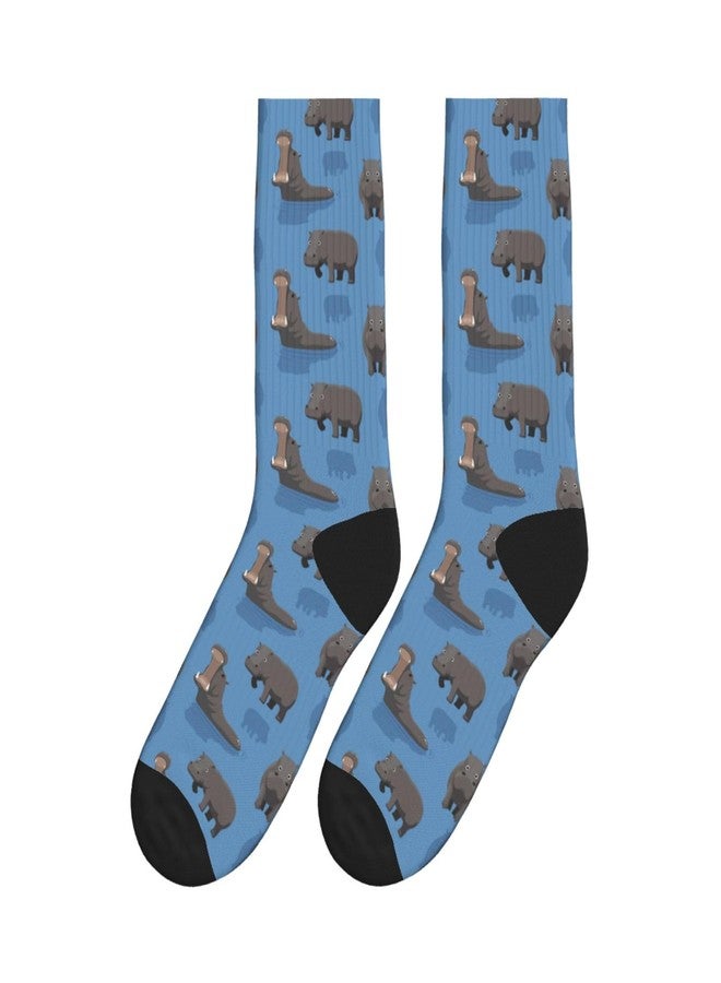 MOLIAN Cute Animals Hippopotamus Athletic Crew Socks For Women Men Novelty Sports Socks - Image 2
