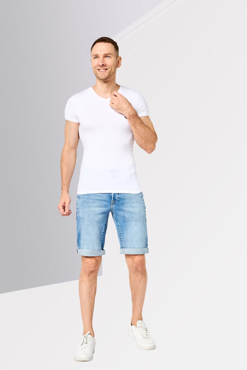 G-Star RAW شورتات جينز مغسولة للرجال، أزرق فاتح - Image 2