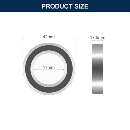 HiPicco 3203-2RS/5203-2RS Angular Contact Bearings, ID 17mm x OD 40mm x Width 17.5mm Double Rubber Sealed Ball Bearings, Pre-Lubricated (GCr15) Chrome Steel 2pcs - Image 2