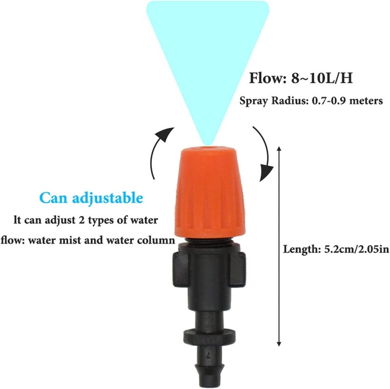 Appster(5Pcs) Drip Irrigation Misting Nozzles Adjustable Garden Dripper Spray Sprinkler Atomizing Micro Mist Head Atomizer Fogger For Greenhouse Agricultural Watering System Sprayers-5Pcs-Plastic - Image 3