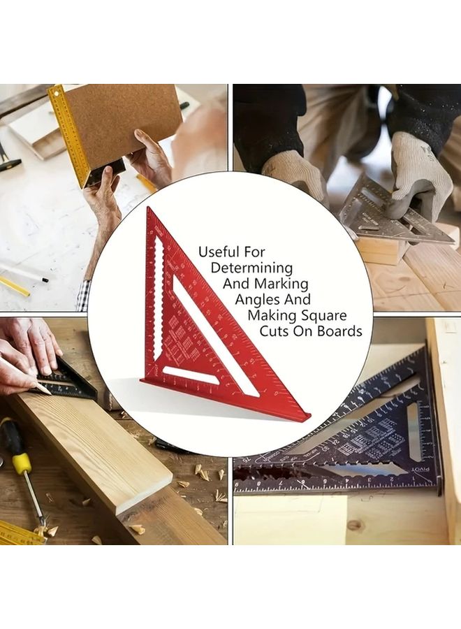 4.5 Inch Aluminum Triangle Square Ruler Angle Protractor Metric Scale Woodworking Tool - Image 5