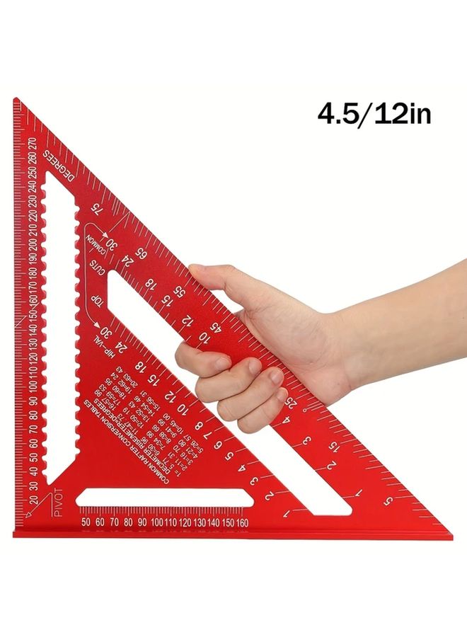 4.5 Inch Aluminum Triangle Square Ruler Angle Protractor Metric Scale Woodworking Tool - Image 2