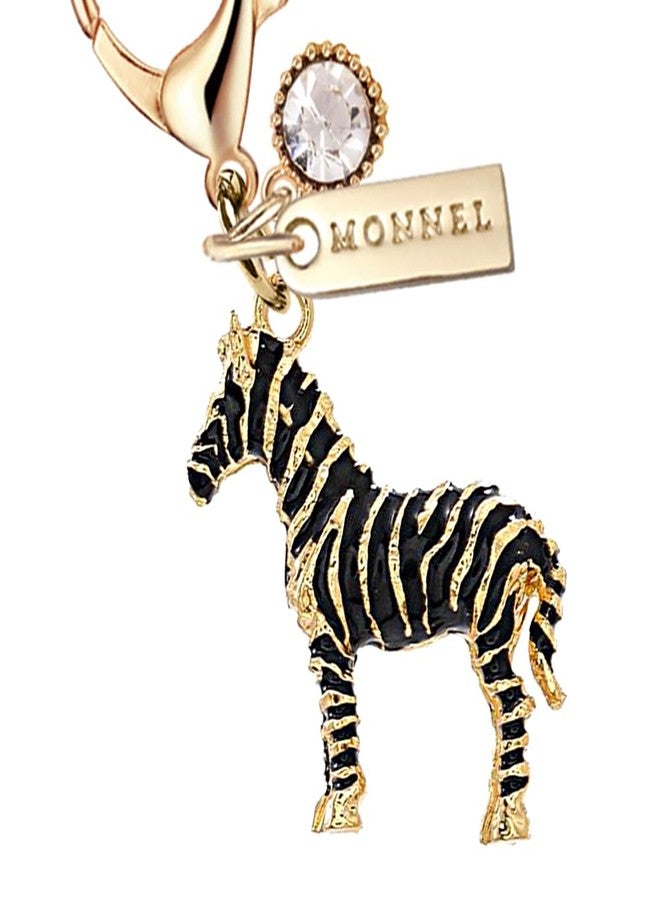 MONNEL MC665 Little 3D Zebra Lobster Clasp Charm for Women with Velvet Bag (Black,1 Piece) - Image 2