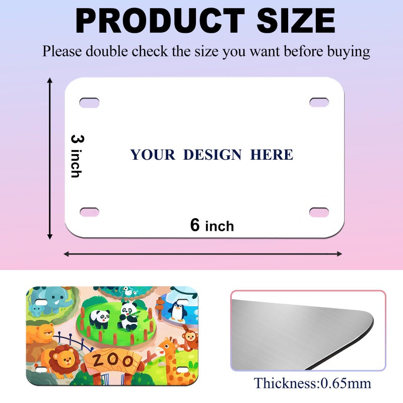 HYHOSHI 6"x3"10 Pcs Sublimation License Plate Blanks, Metal Aluminum Mini Heat Thermal Transfer Sheet DIY Picture, Custom License Plate Tag for Kids Toy Car, Bike (White) - Image 2