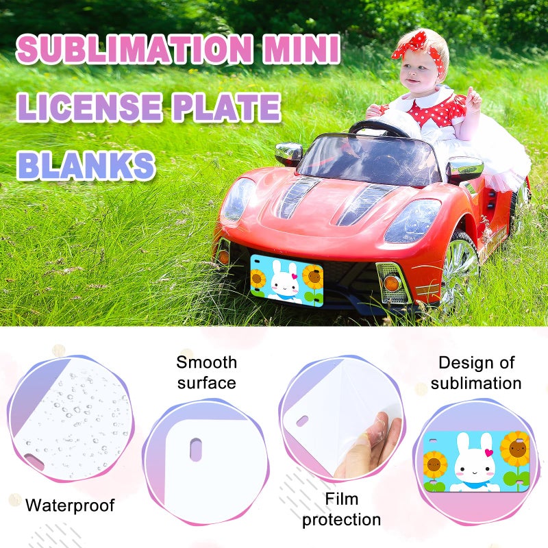 HYHOSHI 6"x3"10 Pcs Sublimation License Plate Blanks, Metal Aluminum Mini Heat Thermal Transfer Sheet DIY Picture, Custom License Plate Tag for Kids Toy Car, Bike (White) - Image 5