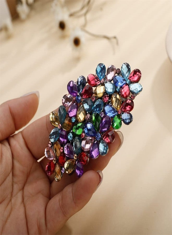 Aimimier Flower Crystal Hair Barrettes Sparkling Rhinestone Hair Spring Clamp Hair Pins Fashion Prom Party Hair Accessories for Women (Colorful) - Image 3