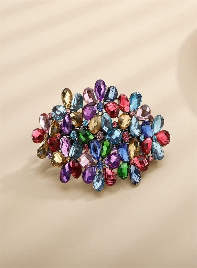 Aimimier Flower Crystal Hair Barrettes Sparkling Rhinestone Hair Spring Clamp Hair Pins Fashion Prom Party Hair Accessories for Women (Colorful) - Image 5