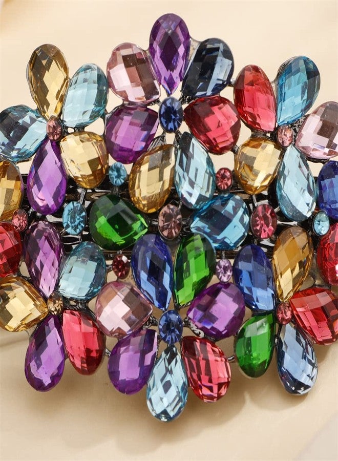 Aimimier Flower Crystal Hair Barrettes Sparkling Rhinestone Hair Spring Clamp Hair Pins Fashion Prom Party Hair Accessories for Women (Colorful) - Image 4