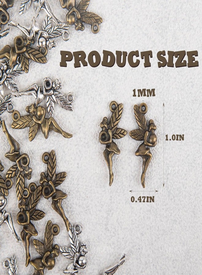 AUEAR, 100 Pack Fairy Angel Charms Pendants Pendant Beads Alloy Charm for DIY Bracelet Jewelry Making Crafting (2 Colors) - Image 2