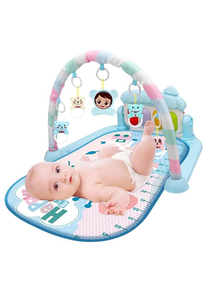 PROMASS Baby Gym Play Mat, Kick and Play Piano Gym, Musical Light Activity Center for Infants Toddlers, Detachable Baby Play Gym Mat, Tummy Time Padded Mat, Birthday Gift Play Mat for Newborn (Blue) - Image 1