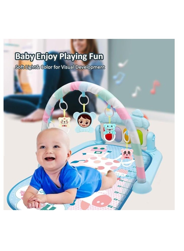 PROMASS Baby Gym Play Mat, Kick and Play Piano Gym, Musical Light Activity Center for Infants Toddlers, Detachable Baby Play Gym Mat, Tummy Time Padded Mat, Birthday Gift Play Mat for Newborn (Blue) - Image 4