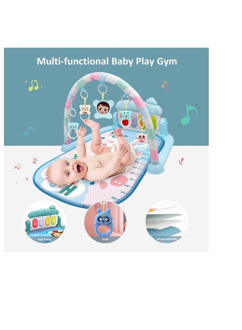 PROMASS Baby Gym Play Mat, Kick and Play Piano Gym, Musical Light Activity Center for Infants Toddlers, Detachable Baby Play Gym Mat, Tummy Time Padded Mat, Birthday Gift Play Mat for Newborn (Blue) - Image 2
