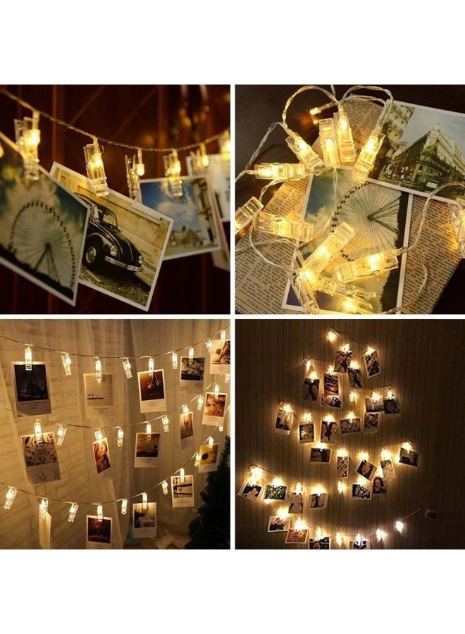 Decute 50LED Photo Clips String Lights Holder Timer Function 8 Modes Dimmable with Remote, 17FT Fairy Starry Lights for Christmas Card Bedroom Wedding Party Hanging Photos Pictures Memos, Warm White - Image 5