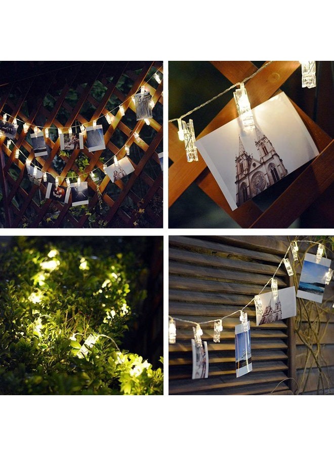 Decute 50LED Photo Clips String Lights Holder Timer Function 8 Modes Dimmable with Remote, 17FT Fairy Starry Lights for Christmas Card Bedroom Wedding Party Hanging Photos Pictures Memos, Warm White - Image 4
