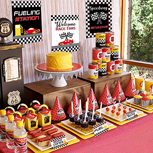 Bessmoso Race Car Bar Decorations Racing Car Birthday Party Decor Kit Pit Stop Banner Race Bar Signs Snack Tent Cards Let's Go Racing Theme Party Supplies - Image 5