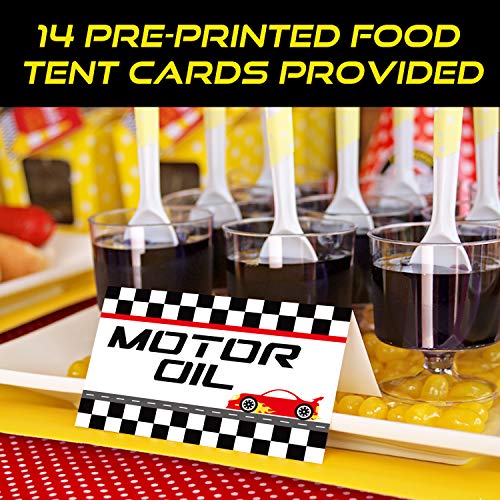 Bessmoso Race Car Bar Decorations Racing Car Birthday Party Decor Kit Pit Stop Banner Race Bar Signs Snack Tent Cards Let's Go Racing Theme Party Supplies - Image 3