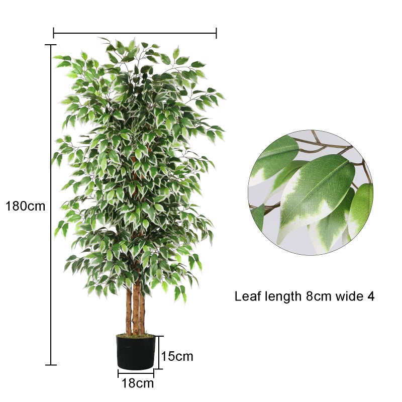 GTIDEA 6ft Artificial Tree Ficus, Tall Faux Trees Indoor with Natural Trunk and Fake Silk Tree Fake Plants for Home Spring Decor Living Room Outdoor Balcony House Office (Included Dried Moss) - Image 2