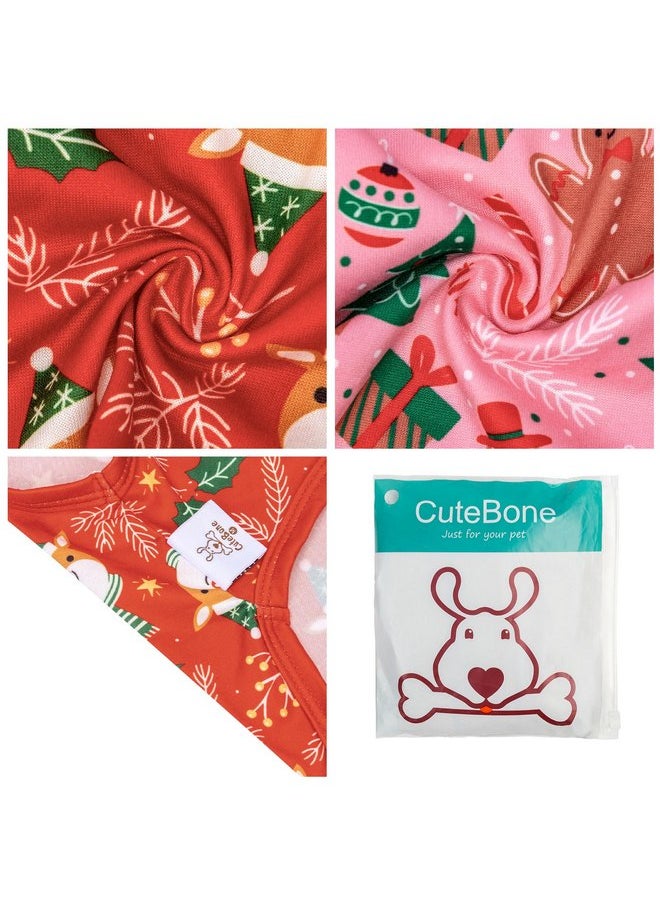 CuteBone - CuteBone Dog Christmas Shirts 2-Pack Soft Pet Clothes Breathable Summer Vest for Small Puppy and Stretchy Cat Apparel 2BX16XL - Image 1