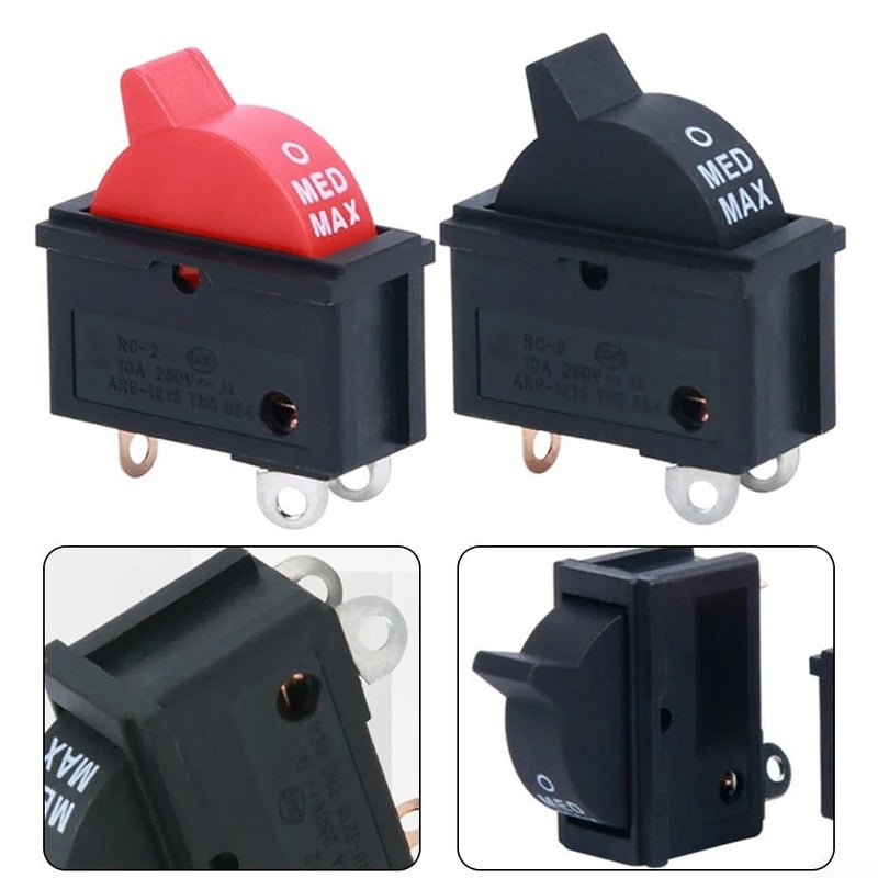 مفتاح تبديل أسود SPDT 3 مواضع 250 فولت 10 أمبير لمجفف الشعر موزع المياه دراجة نارية - Image 3