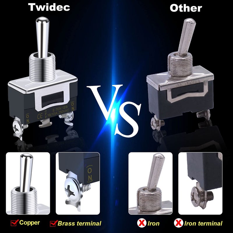 Twidec / 3 قطع مفتاح تبديل لحظي ثقيل م�� نوع الروكر 16A 250V AC SPDT 3 مواضع 3 دبابيس (ON)-Off-(ON) مع غطاء حذاء معدني مقاوم للماء Ten-123-B123 - Image 5