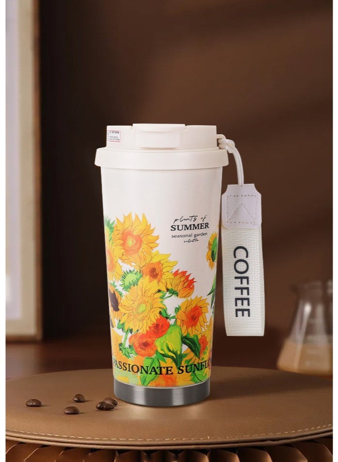 Bukela Vacuum Insulated Coffee Cup Takeaway, 316 Stainless Steel Insulated Tumbler 500ml, Double Wall Insulated Stainless Steel Coffee Mug with Leak-Proof Lid, Coffee Cup with Straw Collapsible for Drinks - Image 1